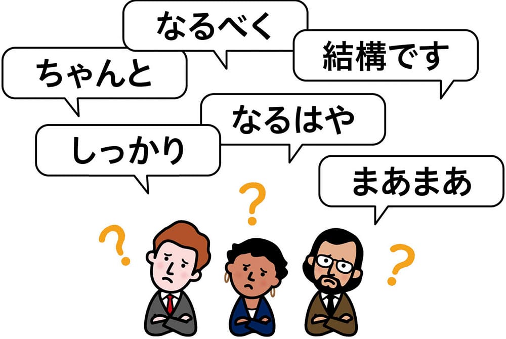 「なるべく」「ちゃんと」「結構です」「しっかり」「なるはや」「まあまあ」
